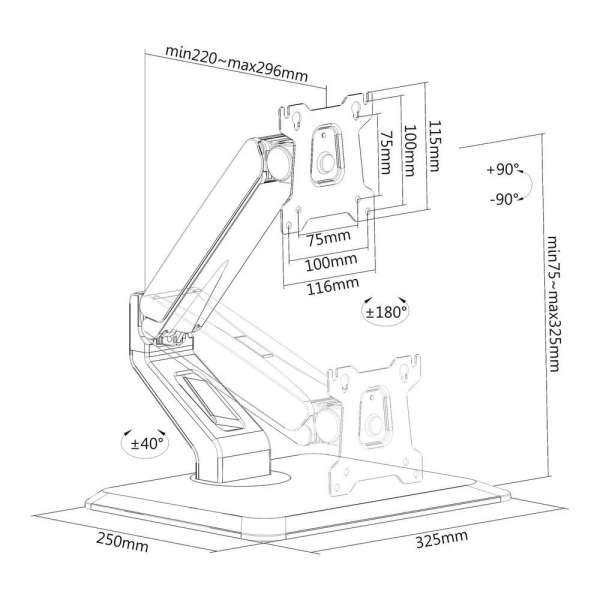 PureMounts® Monitor Halterung, VESA 100x100, schwarz