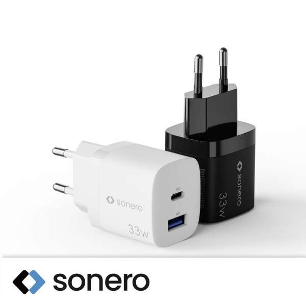 sonero USB-C & USB-A GaN Ladegerät - 2 Port - 33W PD - schwarz