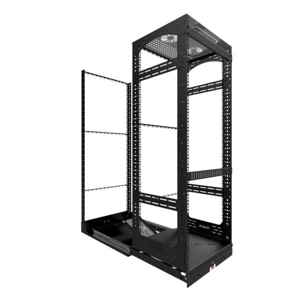 19" Auszieh- und drehbares Rack 28RU, 130kg Traglast, 490B x 498T x 1327H