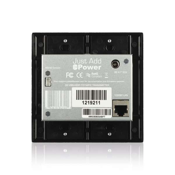 JustAddPower - Ultra Series 2-Gang Thin 4K Wallplate POE Encoder (Transmitter) - schwarz