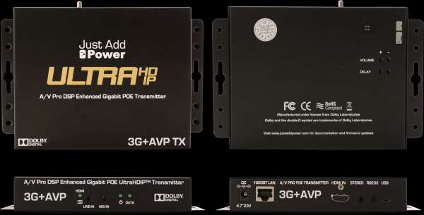 JustAddPower - Ultra Series 4K Encoder ( Transmitter ) mit Dolby DSP, USB & Stereoausgang, Mic-in & Line-in