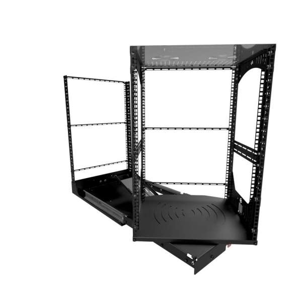 19" Auszieh- und drehbares Rack 16RU, 130kg Traglast, 490B x 608T x 792H