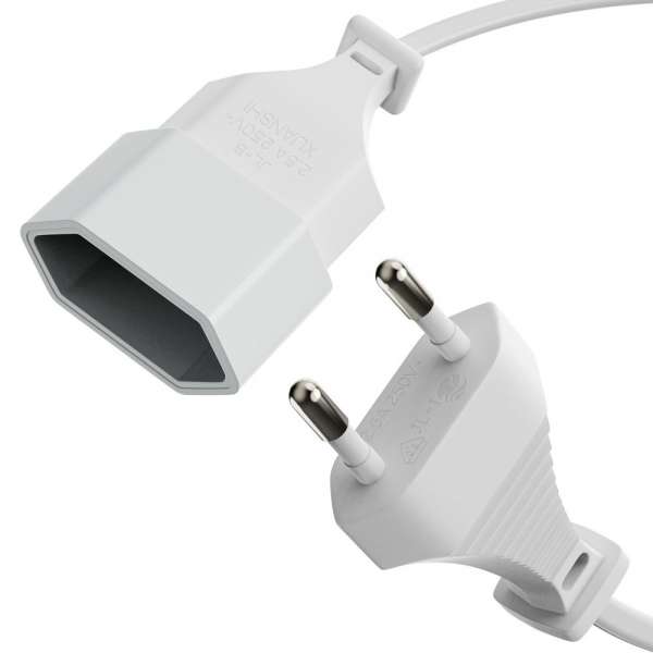 Netzkabel Verlängerung - Euro Stecker gerade auf Euro Buchse gerade. Schwarz. 1,00m