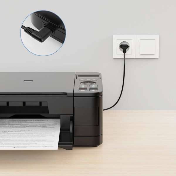 Netzkabel - Euro Stecker 90° auf IEC Buchse (C7) 90° - 5.00m - weiß