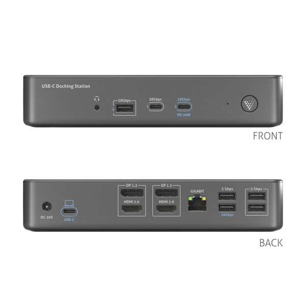 Vuelogic - USB-C Docking Station - Dual Screen DisplayLink ready - 4K Unterstützung
