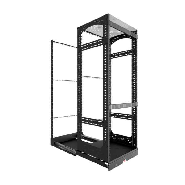 19" Auszieh- und drehbares Rack 28RU, 130kg Traglast, 490B x 608T x 1327H