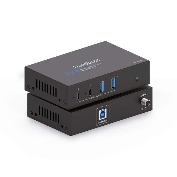 PureTools - 1x4 USB 3.2 Gen1 Hub - 5Gbps - USB 3.2 Quad Port ProAV hub