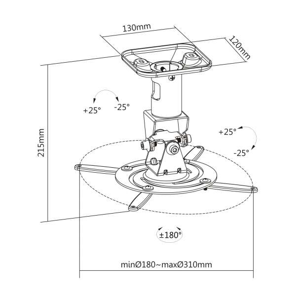 PureMounts® Projektor Halterung Spider Plus Schwarz