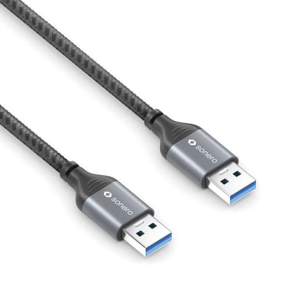 sonero USB 3.0 Kabel - A/A - Aluminium - space grey/schwarz - 1,50m