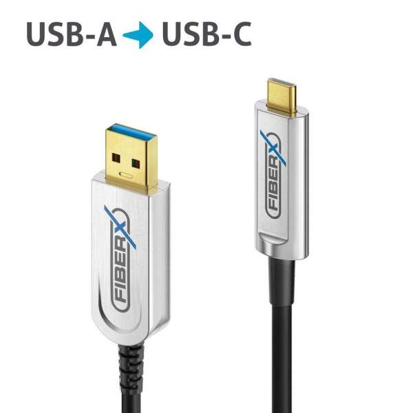 FiberX Serie - USB 3.2 Gen2x1 Glasfaser Kabel - USB-A USB-C - 35m