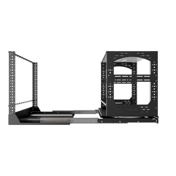 19" Auszieh- und drehbares Rack 12RU, 160kg Traglast, 490B x 510T x 606H