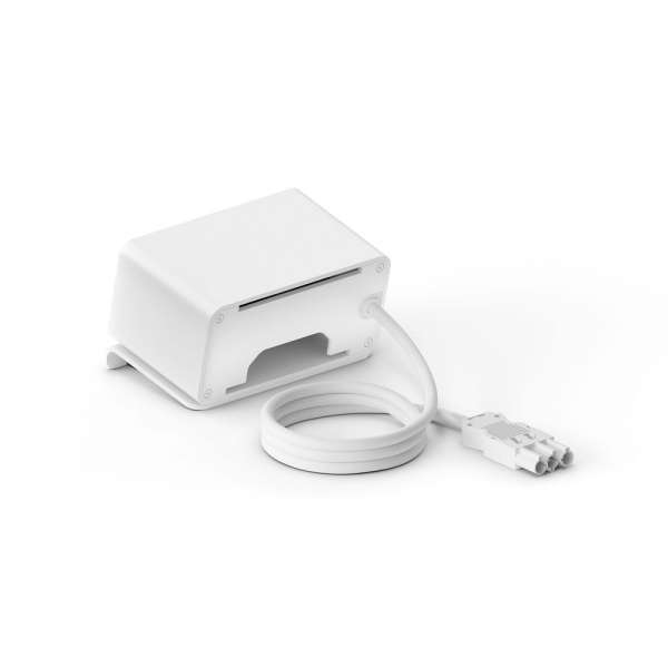 mediahub2 - 5 -Slot, freistehend, On-Table Design - weißes Gehäuse und mattweiße Module. 65W PD-Modul + 3 Leerplätze. Buchse - Keine AC-Buchse. Stecker - Wieland GST18