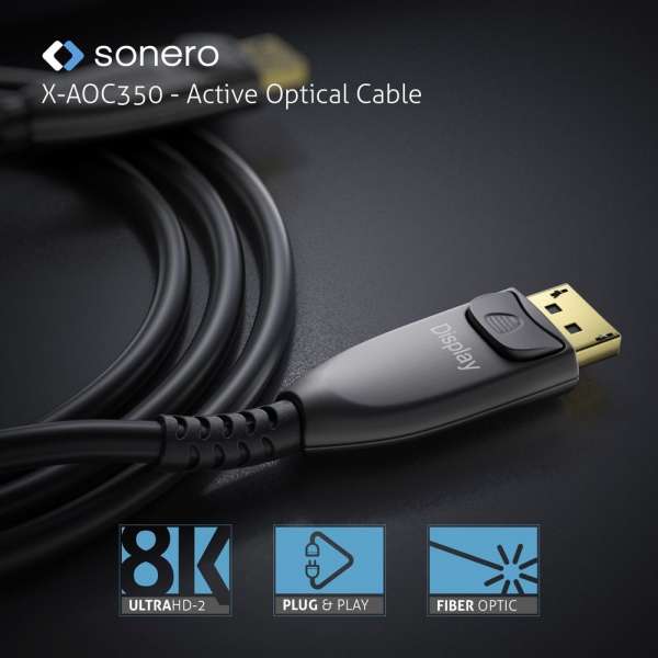 sonero DisplayPort 8K Glasfaser Extender Kabel - 40m