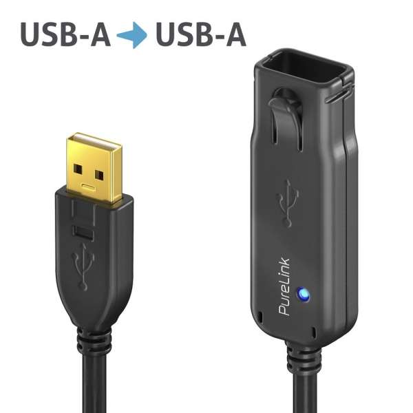 USB 2.0 Aktiv Verlängerung - schwarz - 30,0m
