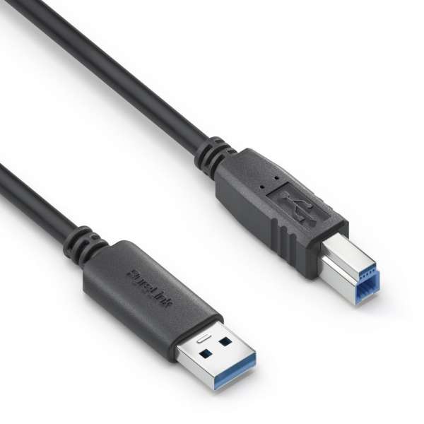 USB-A auf USB-B Kabel - 3.2 Gen1, 3A/5V/15W, 5G - iSerie - schwarz - 0,50m