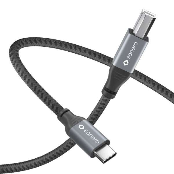 sonero USB 2.0 Kabel - C/B - Aluminium - space grey/schwarz - 5,00m