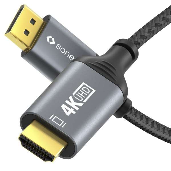 DisplayPort auf HDMI Kabel - 4K60 - grau/schwarz - 1,00m