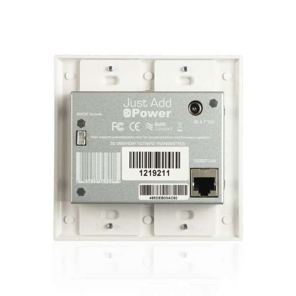 JustAddPower - Ultra Series 2-Gang Thin 4K Wallplate POE Encoder (Transmitter) - Weiß